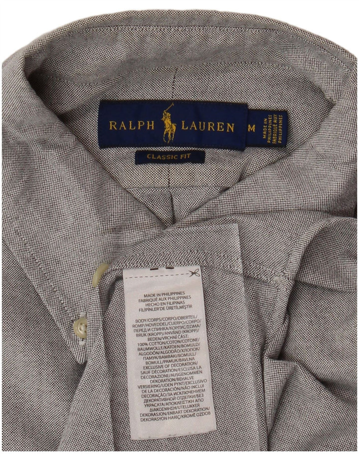 RALPH LAUREN Herren-Kurzarmhemd mit klassischer Passform, mittelgraue Baumwolle