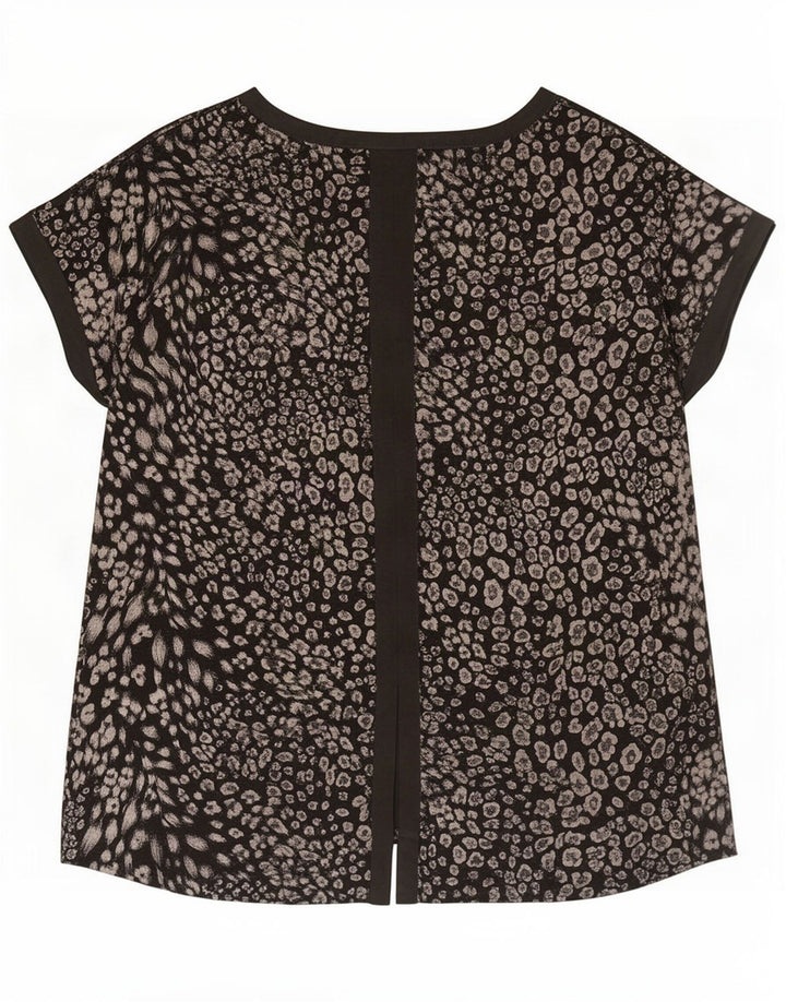 Oasis Damen-Blusenoberteil, UK-Größe 44, mittelschwarz, Polyester mit Animal-Print
