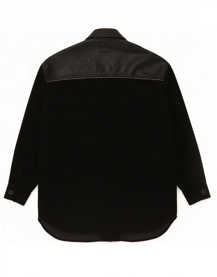 Zara Damen Übergroßes Hemd UK 6 XS Schwarz Polyester