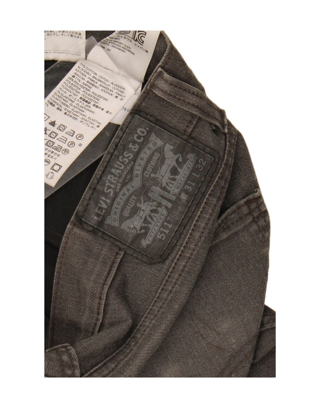 LEVI'S Mens 511 Slim Jeans W31 L32 Grey Cotton Vintage Levi's and Second-Hand Levi's from Messina Hembry 