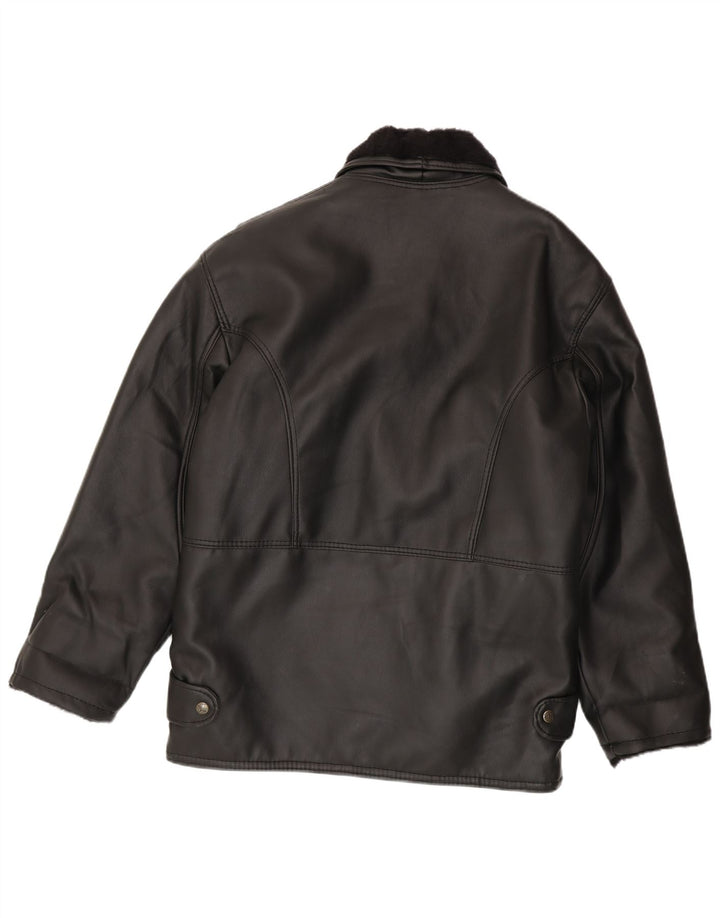 Vintage Herren Shearling Jacke IT 52 XL Schwarz Shearling