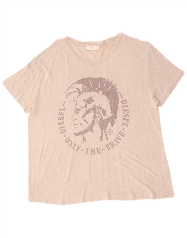 Diesel Damen Grafik T-Shirt Top UK 18 XL Beige Classic