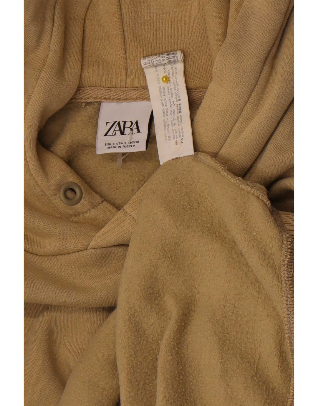 Zara Herren Kapuzenpullover Small Beige Baumwolle