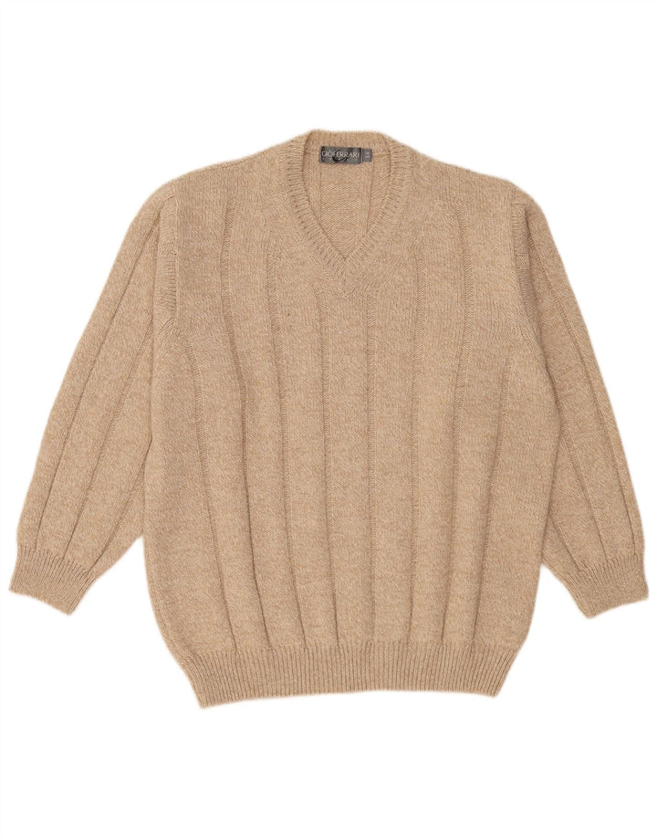 Gioferrari Herren-Pullover mit V-Ausschnitt IT 54 XL Beige Wolle