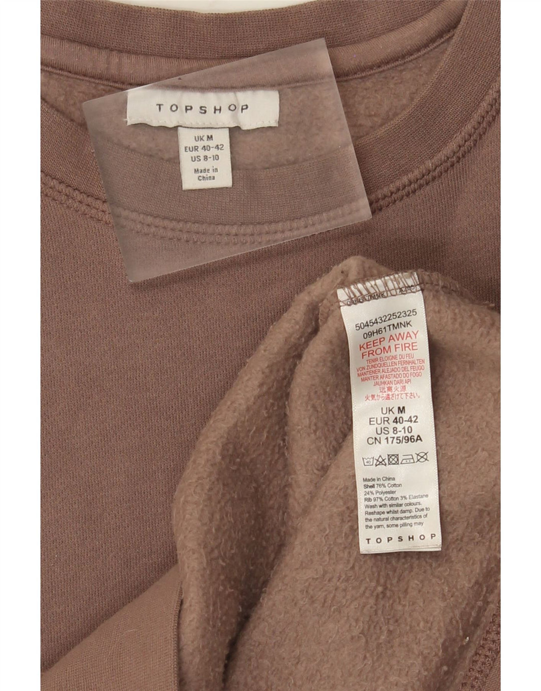 Topshop Damen-Sweatshirt-Pullover UK 14 Mittelbraune Baumwolle
