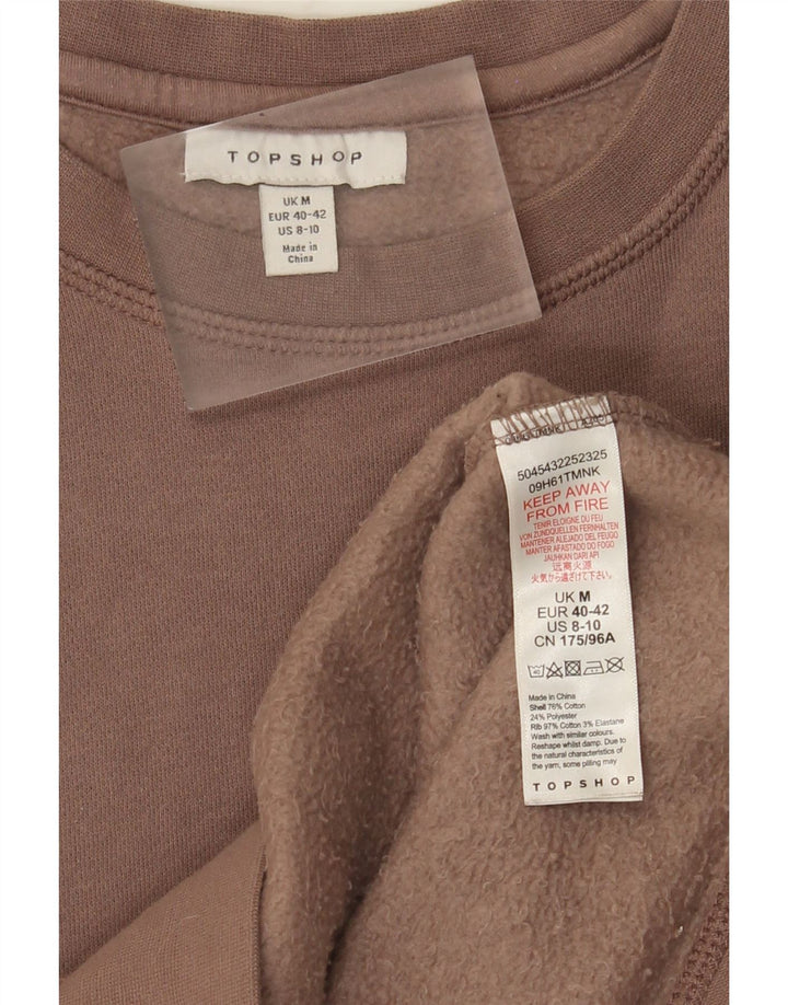 Topshop Damen-Sweatshirt-Pullover UK 14 Mittelbraune Baumwolle