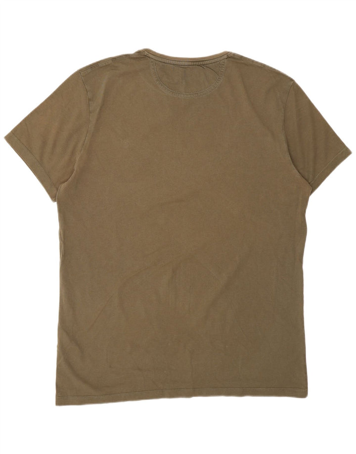 TIMBERLAND Herren Slim Fit T-Shirt Top Large Khaki Baumwolle