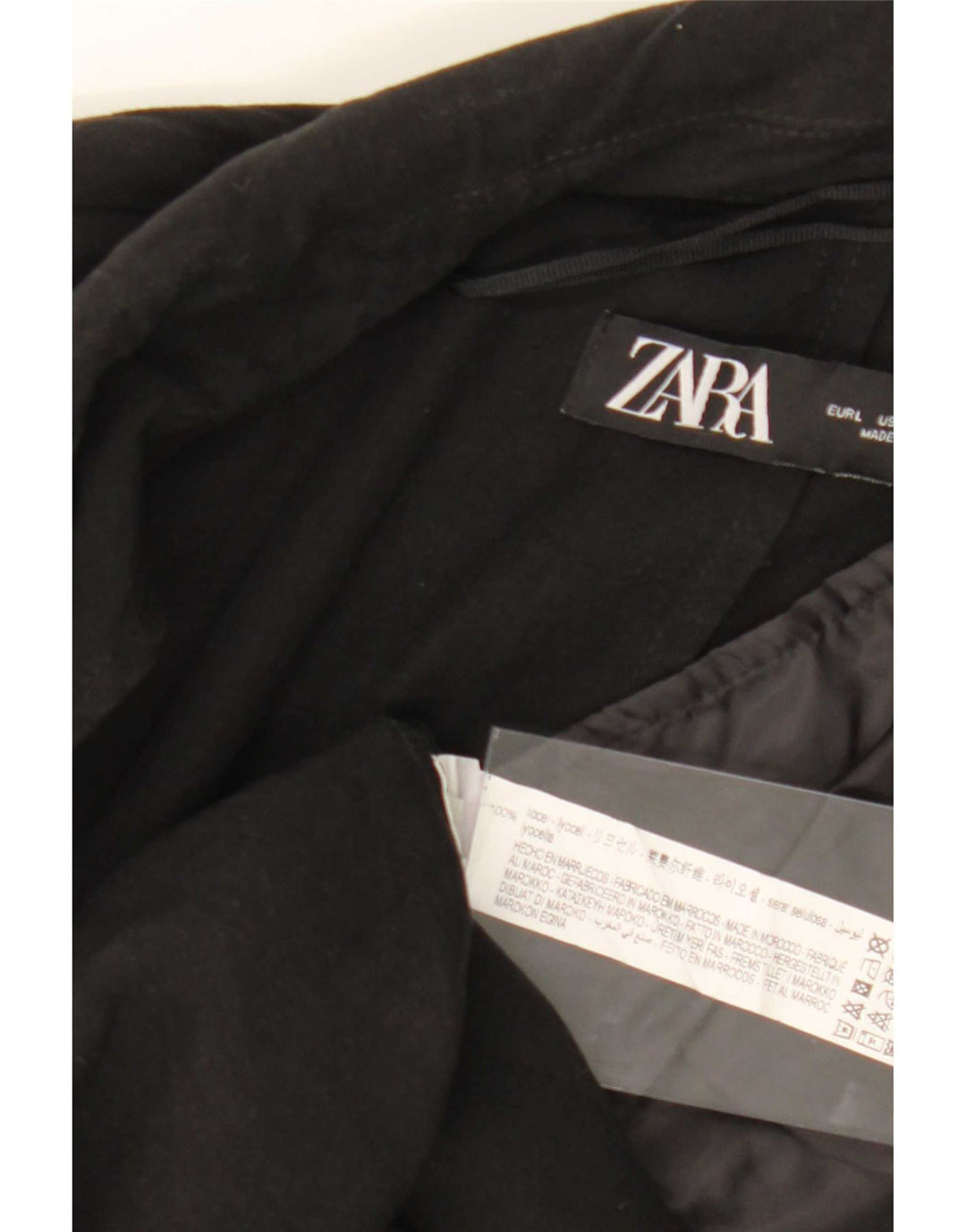 Zara Womens Open Overcoat UK 16 Large Schwarz Lyocell