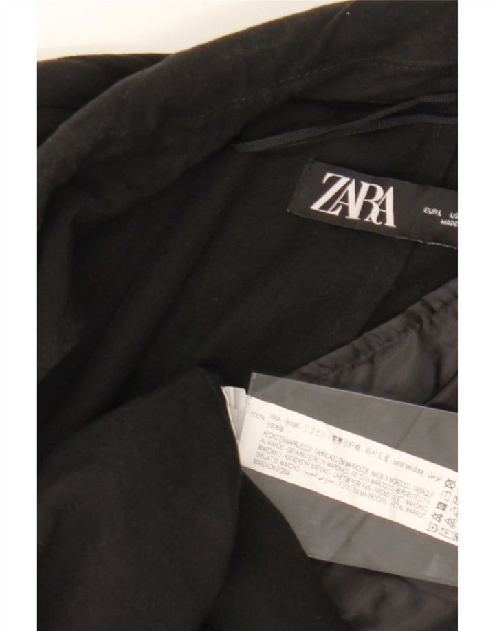 Zara Womens Open Overcoat UK 16 Large Schwarz Lyocell