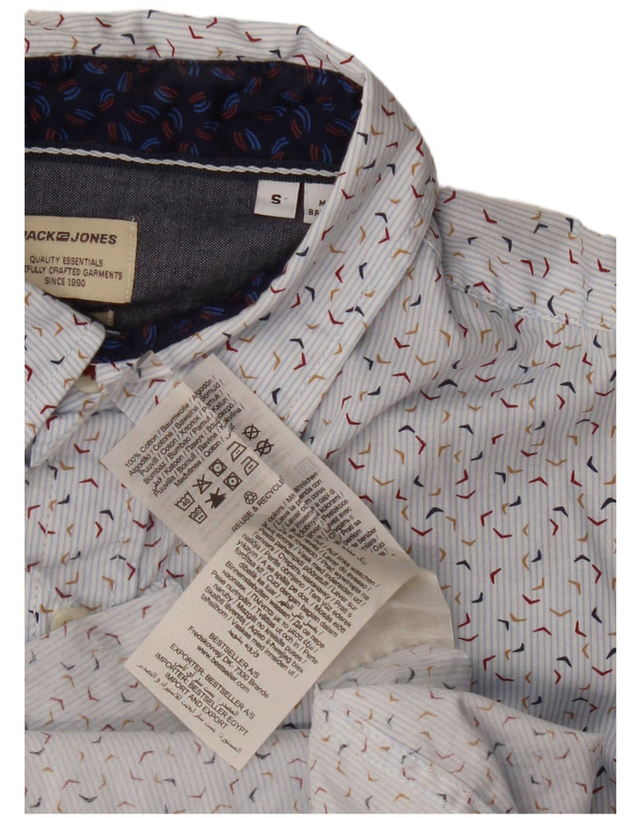 Jack & Jones Herren-Hemd mit abstraktem Muster, klein, aus blauer Baumwolle