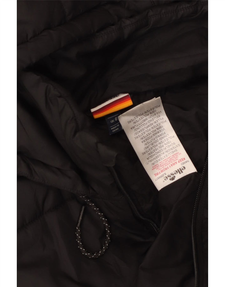 Ellesse Womens Oversized Crop Hooded Wattierte Jacke UK 6 XS Schwarz Polyester