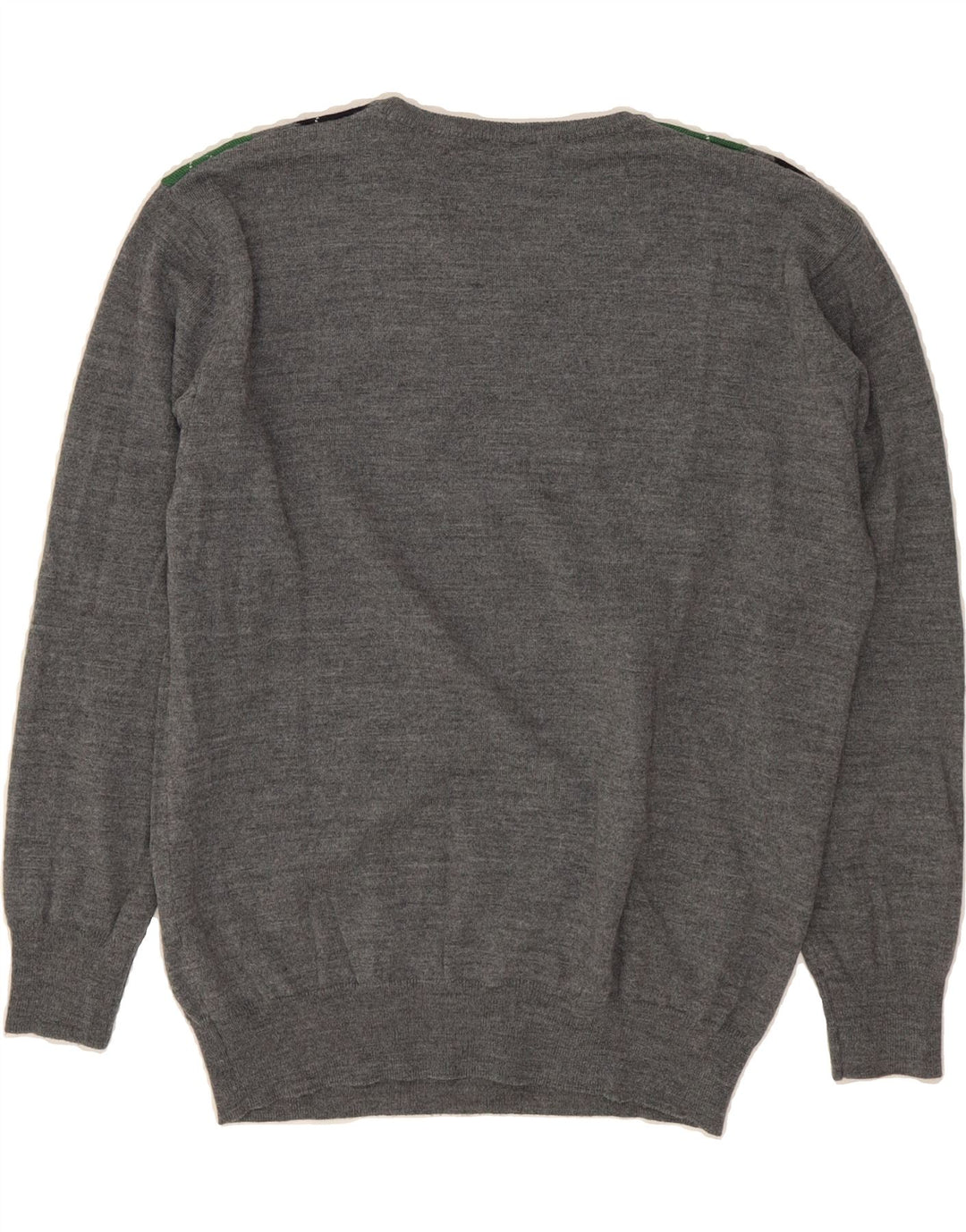 C.COMBERTI Mens V-Neck Jumper Sweater IT 54 XL Grey Argyle/Diamond Wool Vintage C.Comberti and Second-Hand C.Comberti from Messina Hembry 