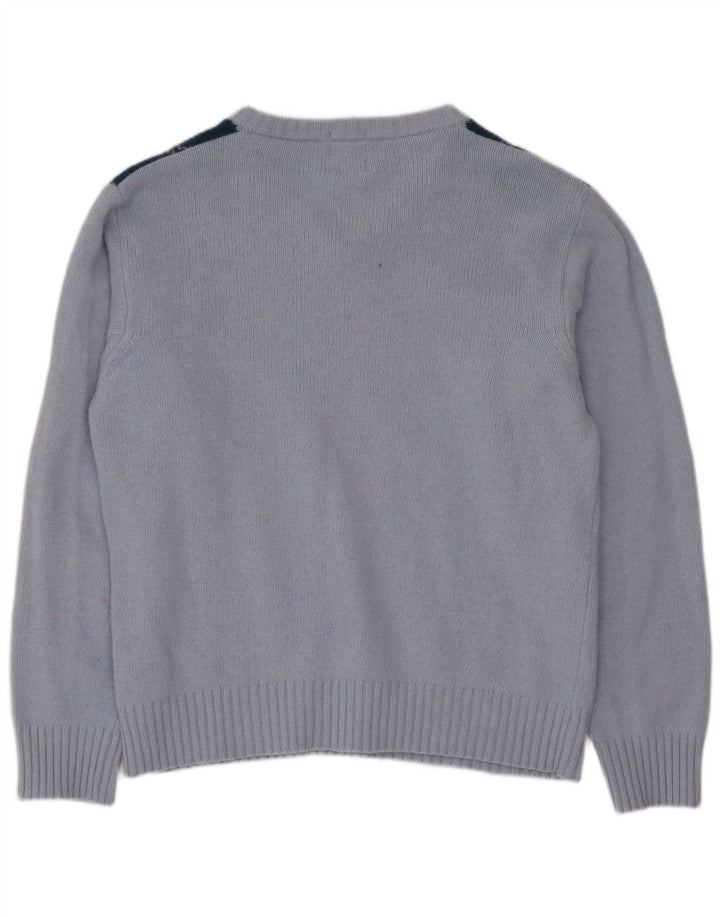 Meltin' Pot Damen-Pullover mit V-Ausschnitt, groß, blaue Argyle-/Diamant-Wolle