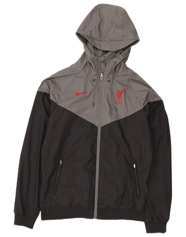 Nike Herren-Kapuzenpullover „Liverpool Zip“, klein, schwarzes Farbblock-Polyester