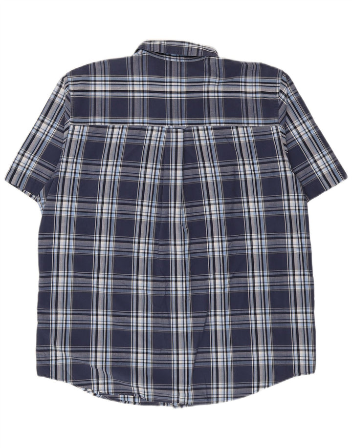 Chaps Herren-Hemd, pflegeleicht, kurzärmelig, groß, marineblau, kariert, Baumwolle