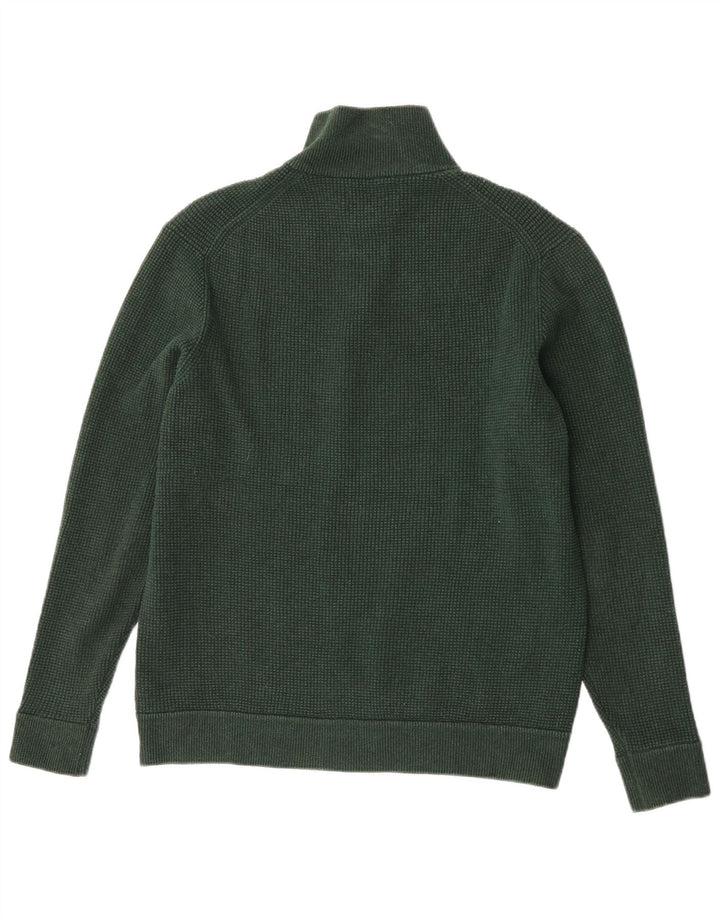 Marks & Spencer Herren-Pullover mit Reißverschluss am Hals, groß, grün, Polyester