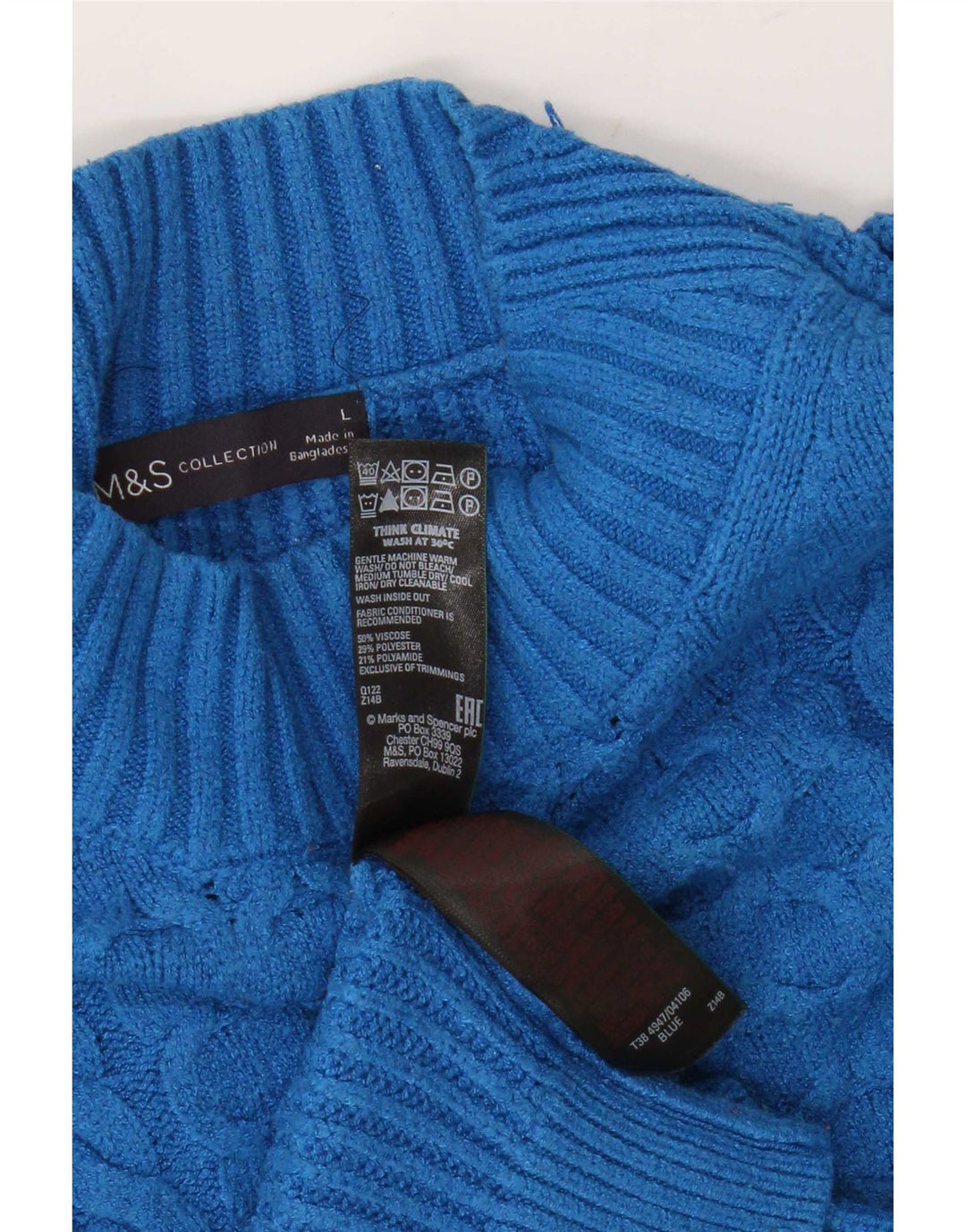 Marks & Spencer Rollkragenpullover für Damen, Gr. 16, Größe L, blau, Viskose