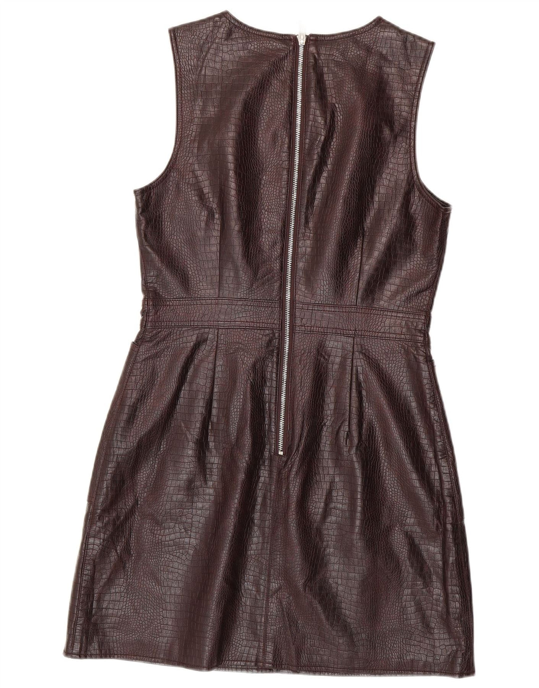 WAREHOUSE Damen Ärmelloses Etuikleid UK 12 Mittelbraun mit Tiermuster