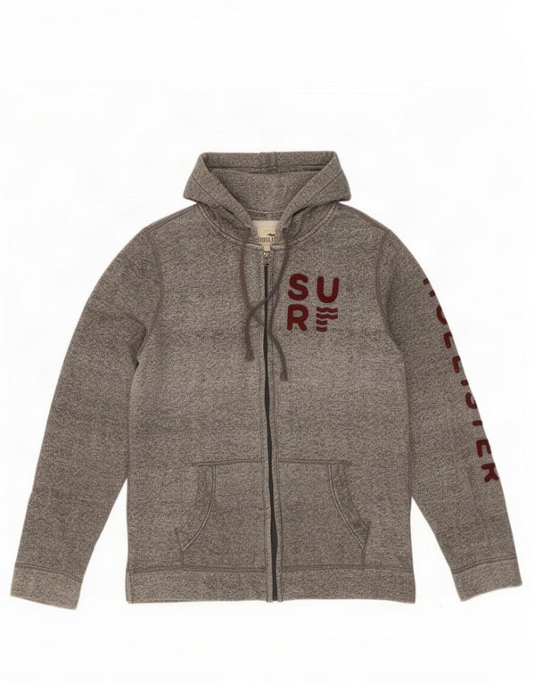 Superdry Herren-Kapuzenpullover mit grafischem Reißverschluss, mittelgrau gesprenkelte Baumwolle