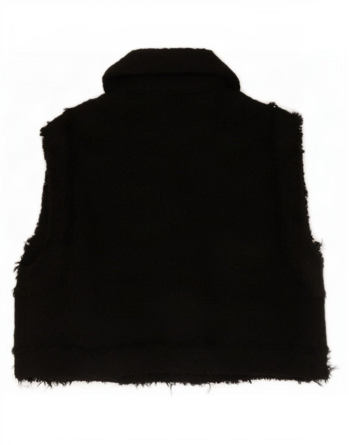 Zara Damen Crop Gilet UK 6 XS Schwarz Polyester