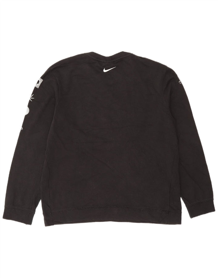 Nike Herren Therma-Fit Grafik-Sweatshirt-Pullover aus mittelschwarzer Baumwolle