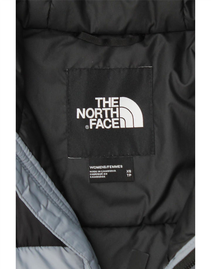 THE NORTH FACE Wattierte Damenjacke mit Kapuze UK 6 XS Graues Colourblock-Nylon