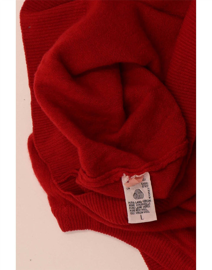 Benetton Herren-Cardigan, ärmellos, groß, rote Wolle