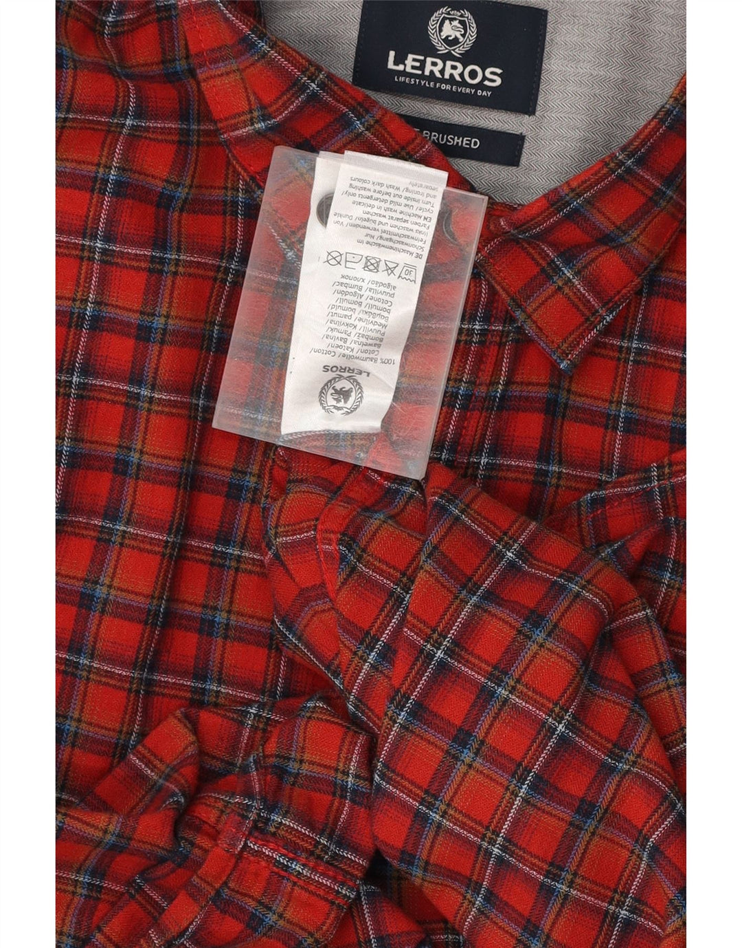 LERROS Mens Flannel Shirt XL Red Check Cotton Vintage Lerros and Second-Hand Lerros from Messina Hembry 