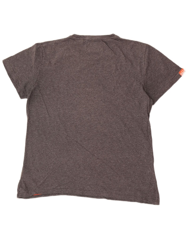Superdry Mens T-Shirt Top XL Grey Flecked Cotton