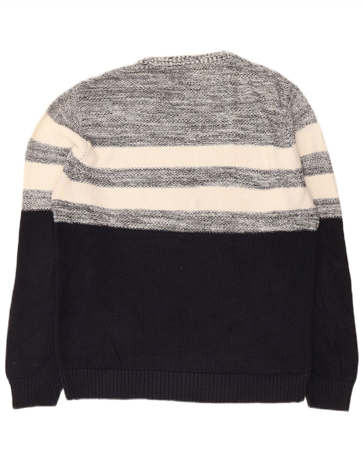 Marks & Spencer Herren-Pullover mit Rundhalsausschnitt, mittlerer Marineblau-Farbblock