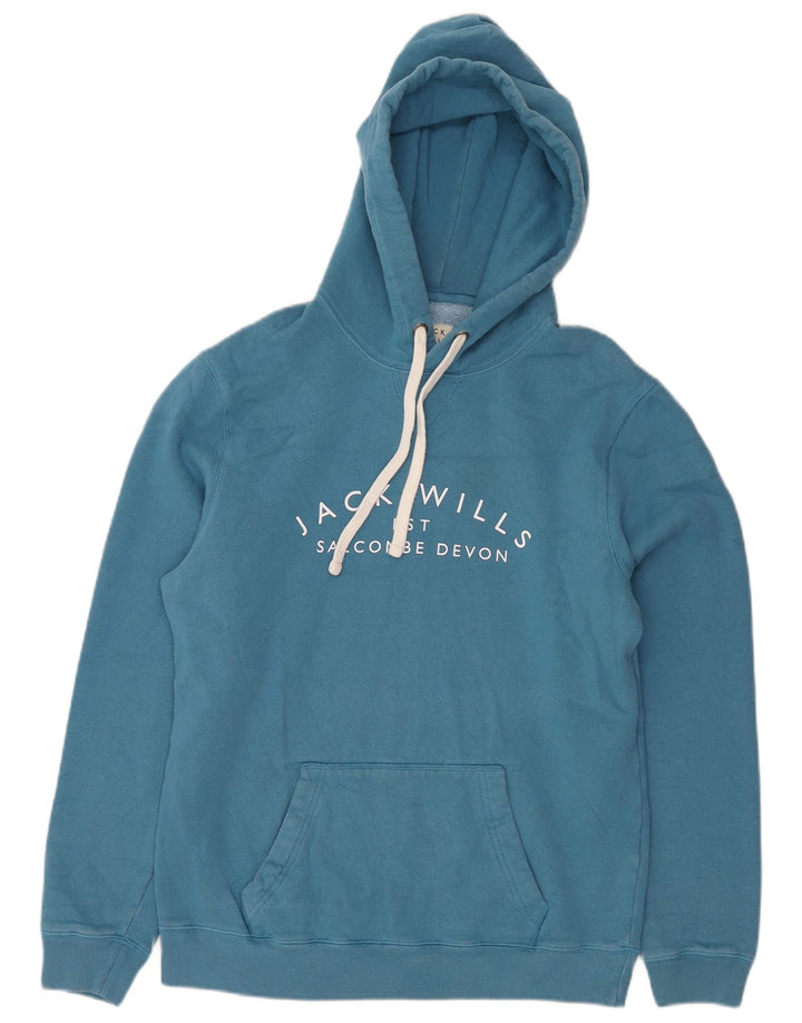 Jack Wills Herren-Kapuzenpullover mit Grafik, mittelblaue Baumwolle