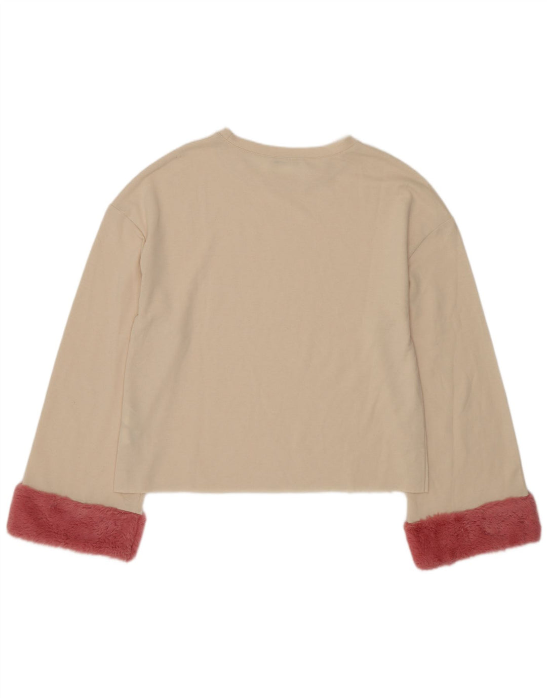 Zara Damen Übergroßes Top Langarm UK 10 Small Beige Farbblock