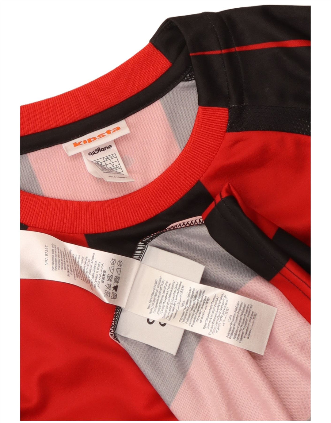 KIPSTA Herren-T-Shirt mit Grafik, groß, rot gestreift, Polyester