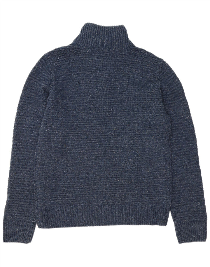 Fat Face Herren-Pullover mit Reißverschluss am Hals, mittelblaues Acryl