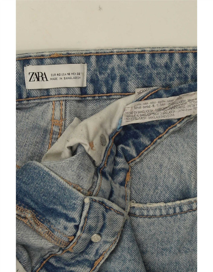 Zara Damen Distressed Denim Shorts EU 42 Large W32 Blaue Baumwolle
