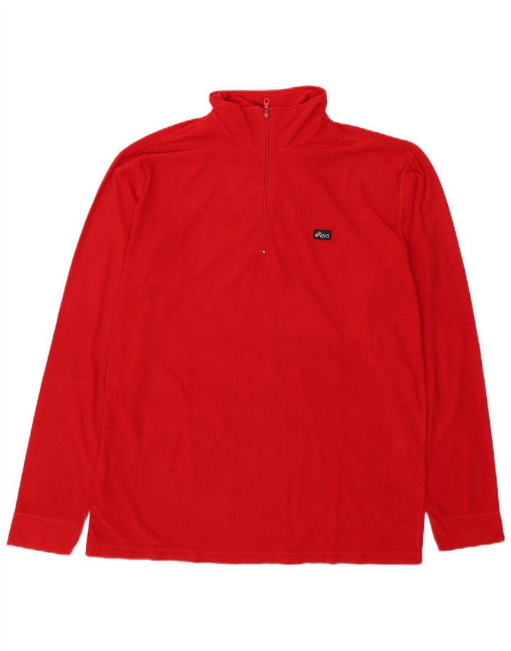 Asics Herren-Fleecepullover mit Reißverschluss, XL, rotes Polyester