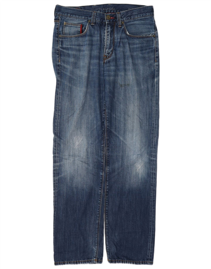 Tommy Hilfiger Herren Distressed Straight Jeans W32 L32 Blaue Baumwolle