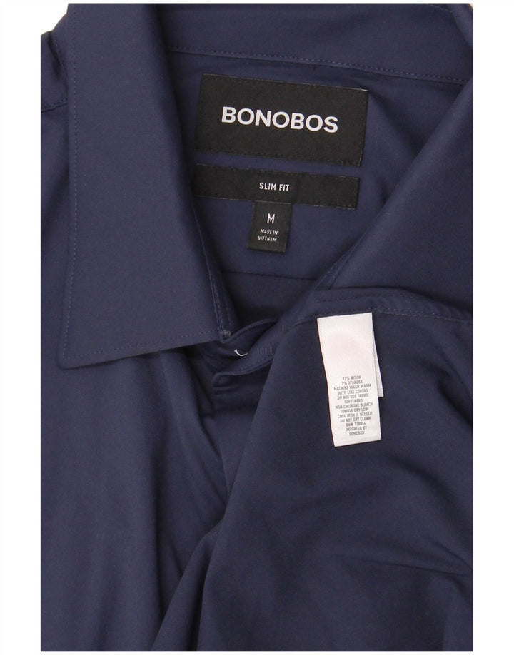 BONOBOS Slim-Fit-Hemd für Herren aus mittelblauem Nylon in Marineblau