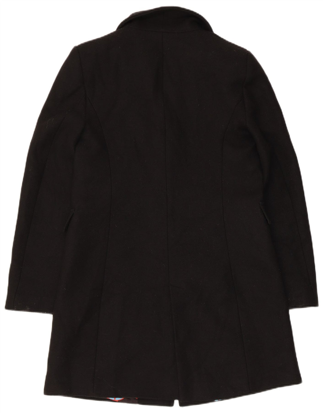 Zara Damen Mantel UK 6 XS Schwarze Wolle