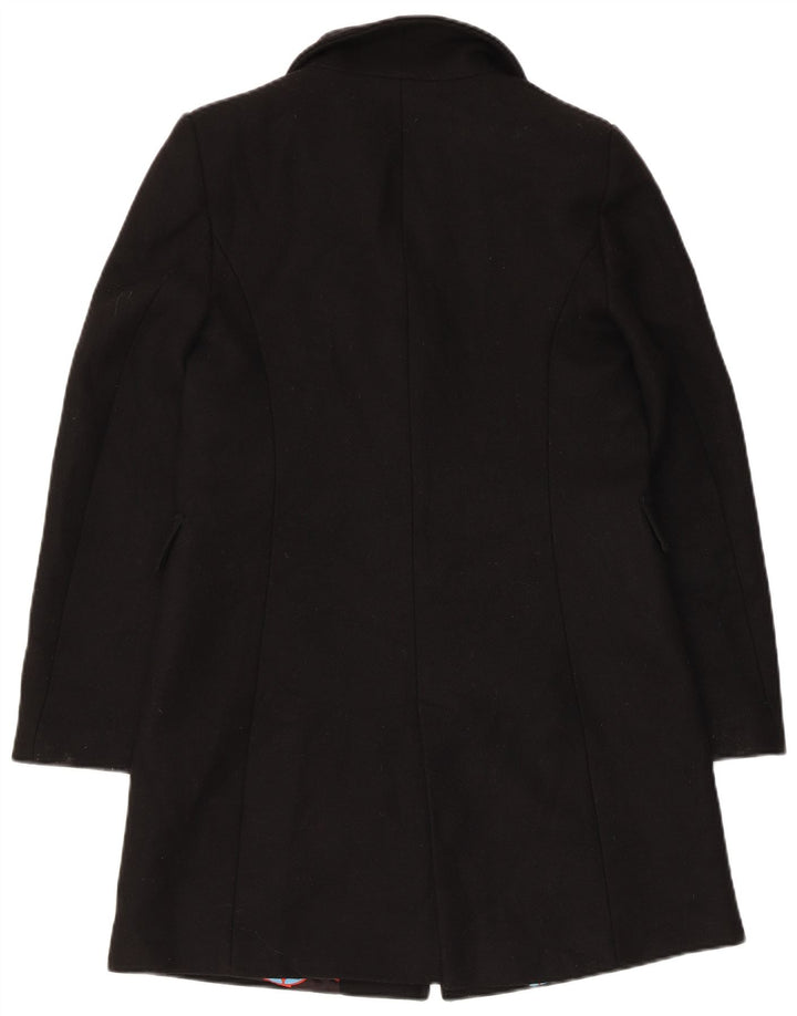Zara Damen Mantel UK 6 XS Schwarze Wolle