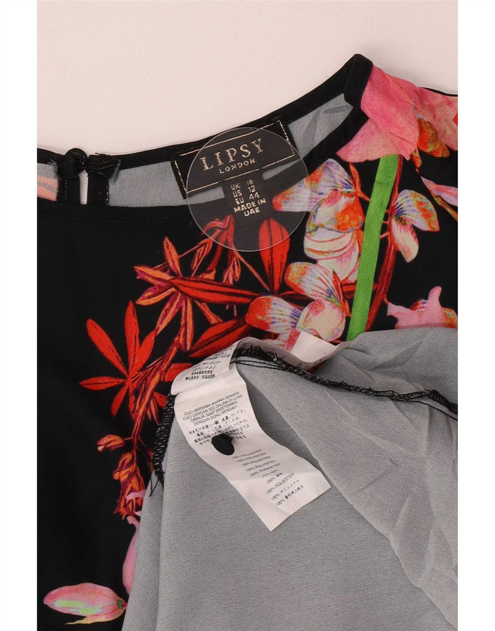 Lipsy Damen-Maxikleid, UK-Größe 46, Größe L, aus schwarzem, geblümtem Polyester