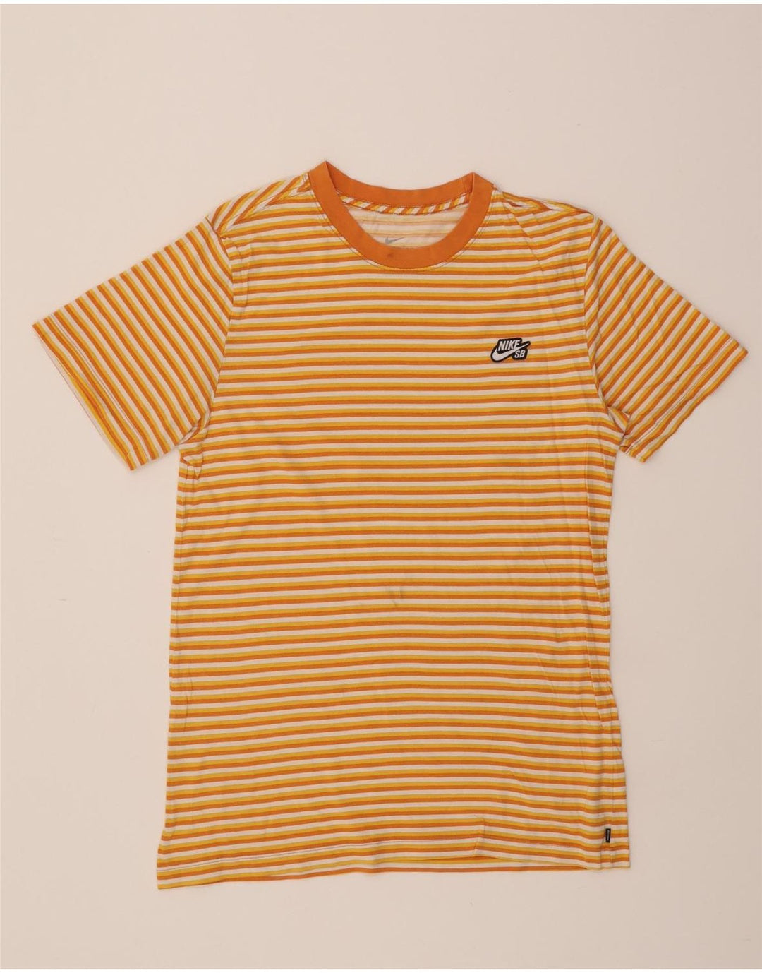 NIKE Mens T-Shirt Top Small Yellow Striped Cotton Vintage Nike and Second-Hand Nike from Messina Hembry 