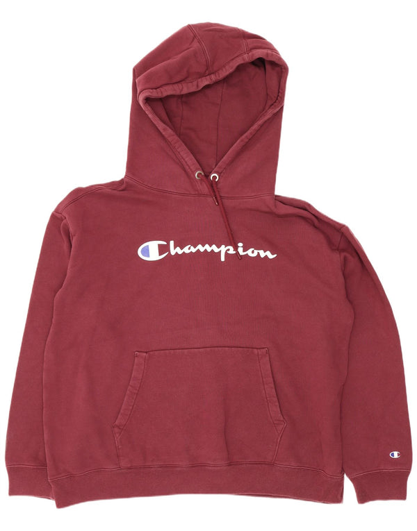 Champion Womens Graphic Loose Fit Hoodie Pullover UK 18 XL Burgund Baumwolle