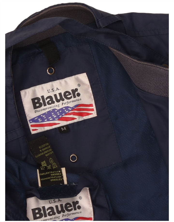 Blauer Damen Bomberjacke UK 12 Medium Marineblau Polyamid