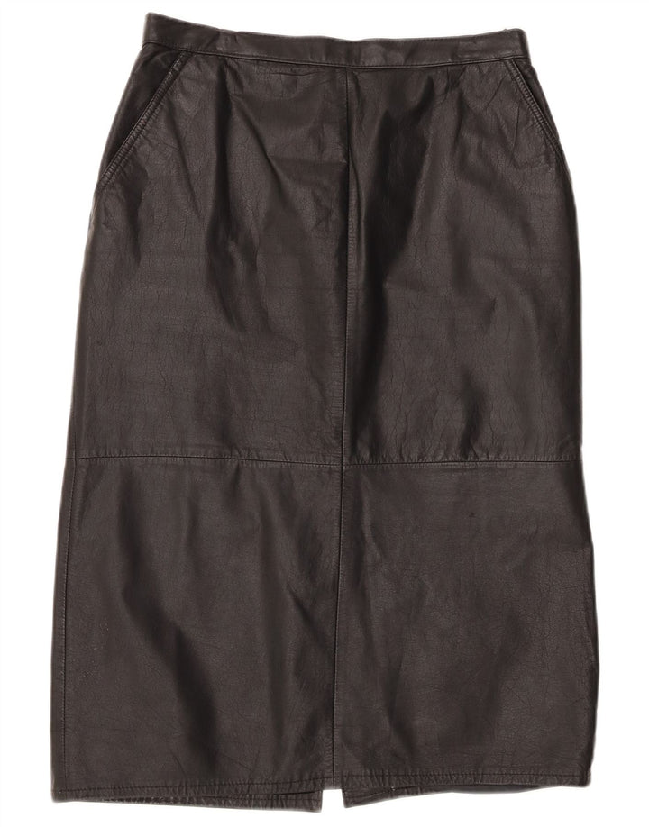 Vintage Damen High Waist Lederrock UK 16 Large W30 Schwarz