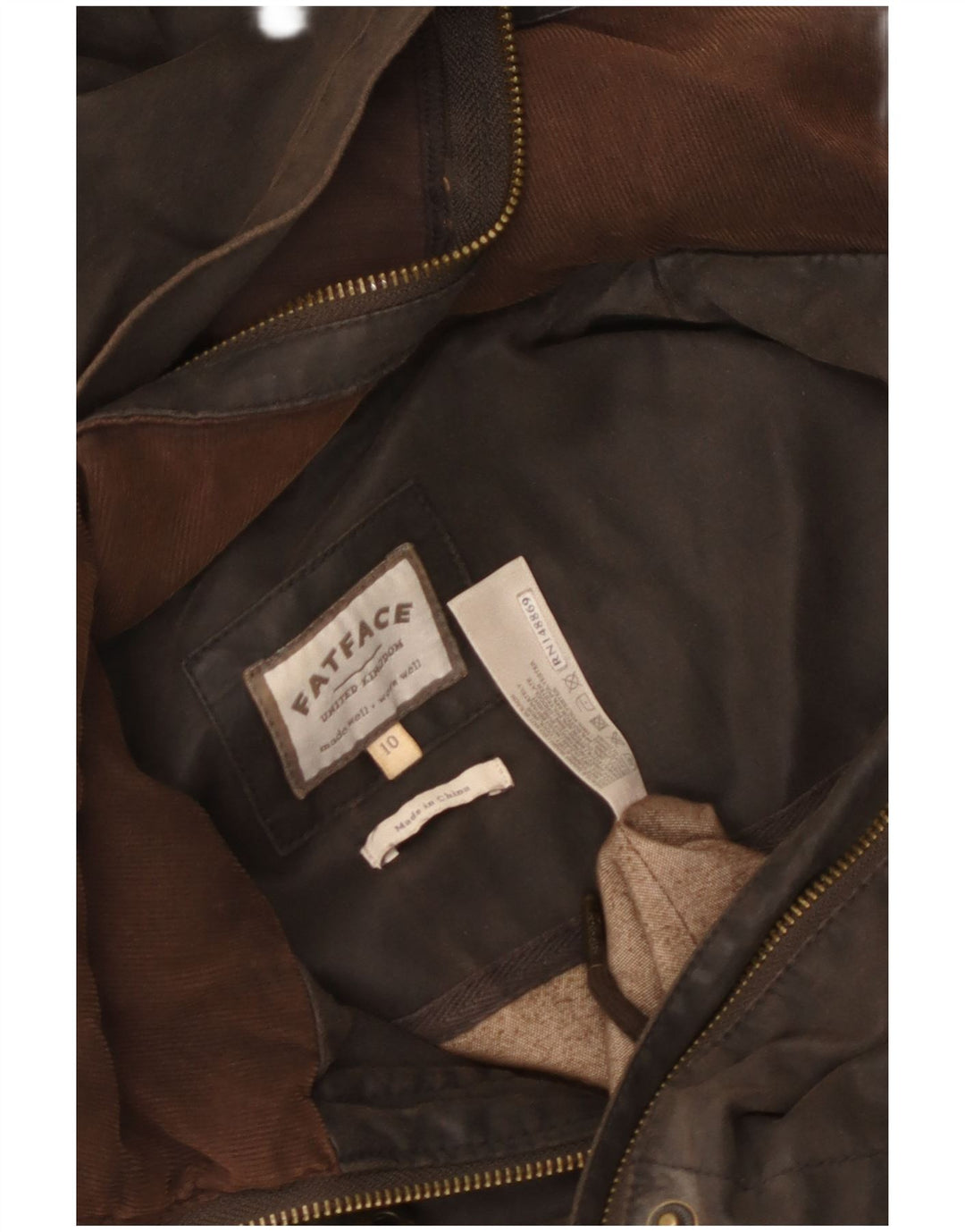 Fat Face Damen Militär-Wachsjacke mit Kapuze, UK 10, Größe S, Braun