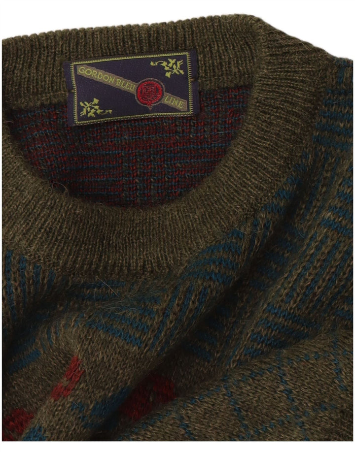 Vintage Herren Pullover mit Rundhalsausschnitt Medium Khaki Floral