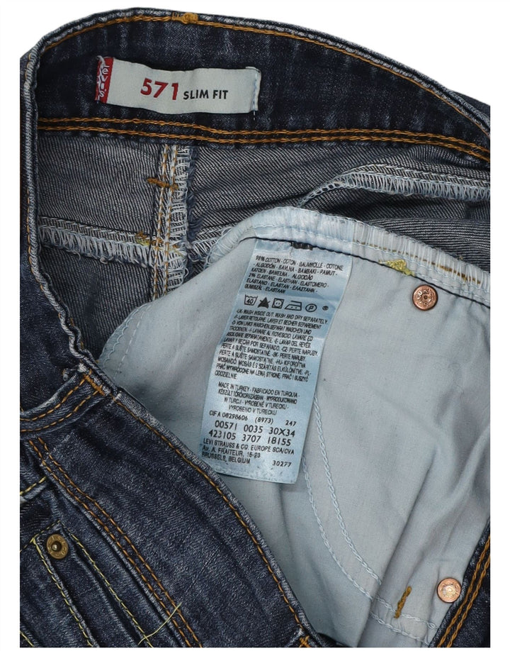 LEVI'S Damen 571 Slim Jeans W30 L34 Marineblaue Baumwolle