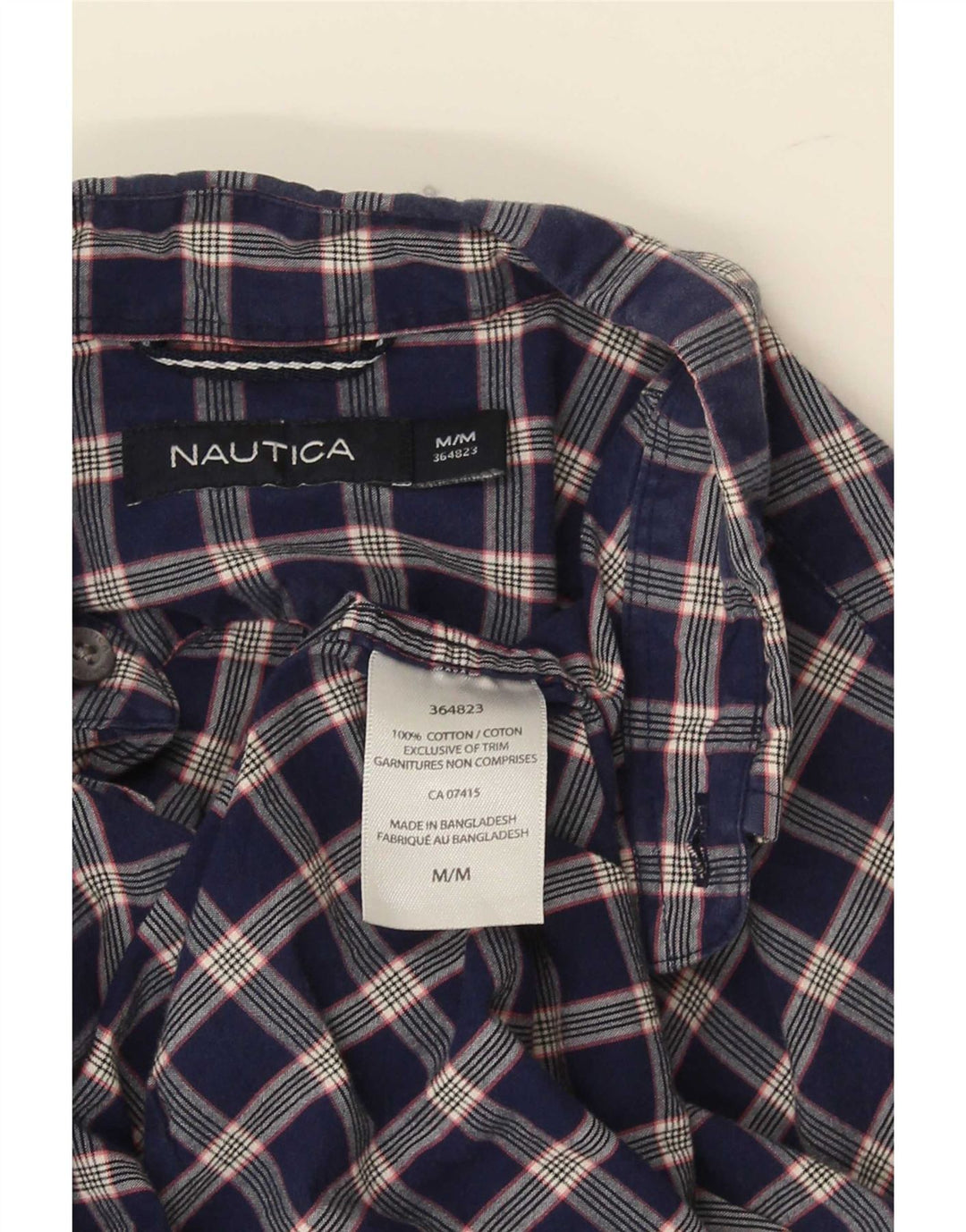 Nautica Herren-Hemd, kurzärmelig, reguläre Passform, mittelblau, kariert, Baumwolle