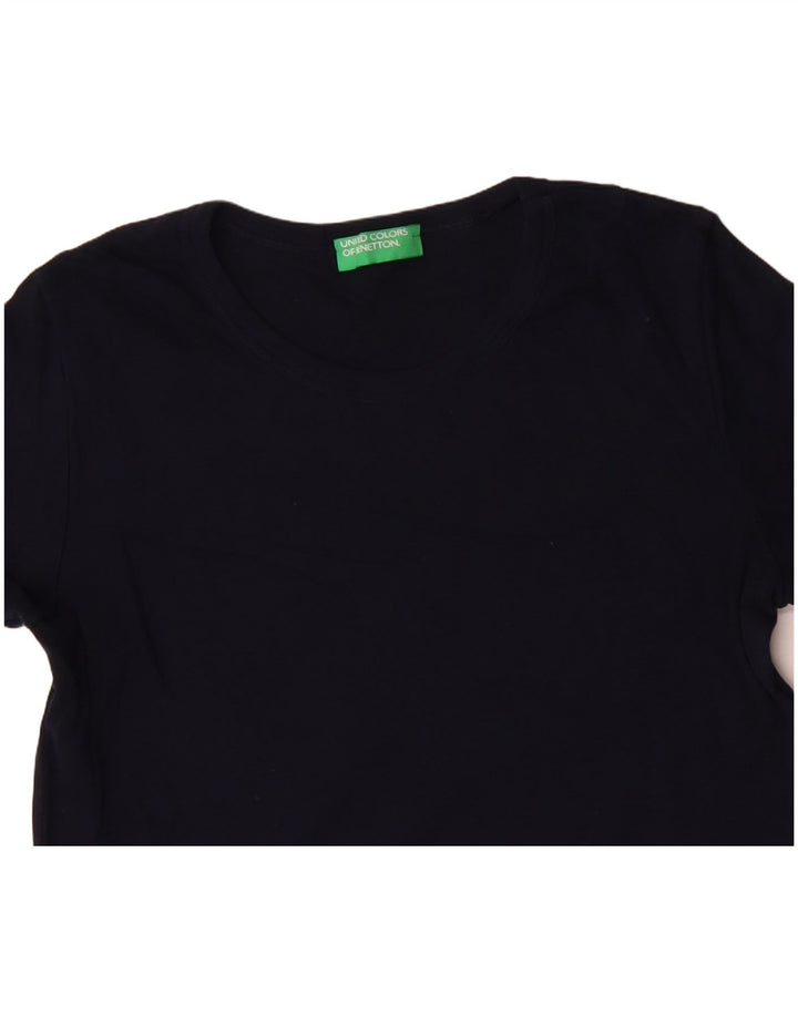 BENETTON Damen T-Shirt Top UK 12 Medium Marineblau Baumwolle